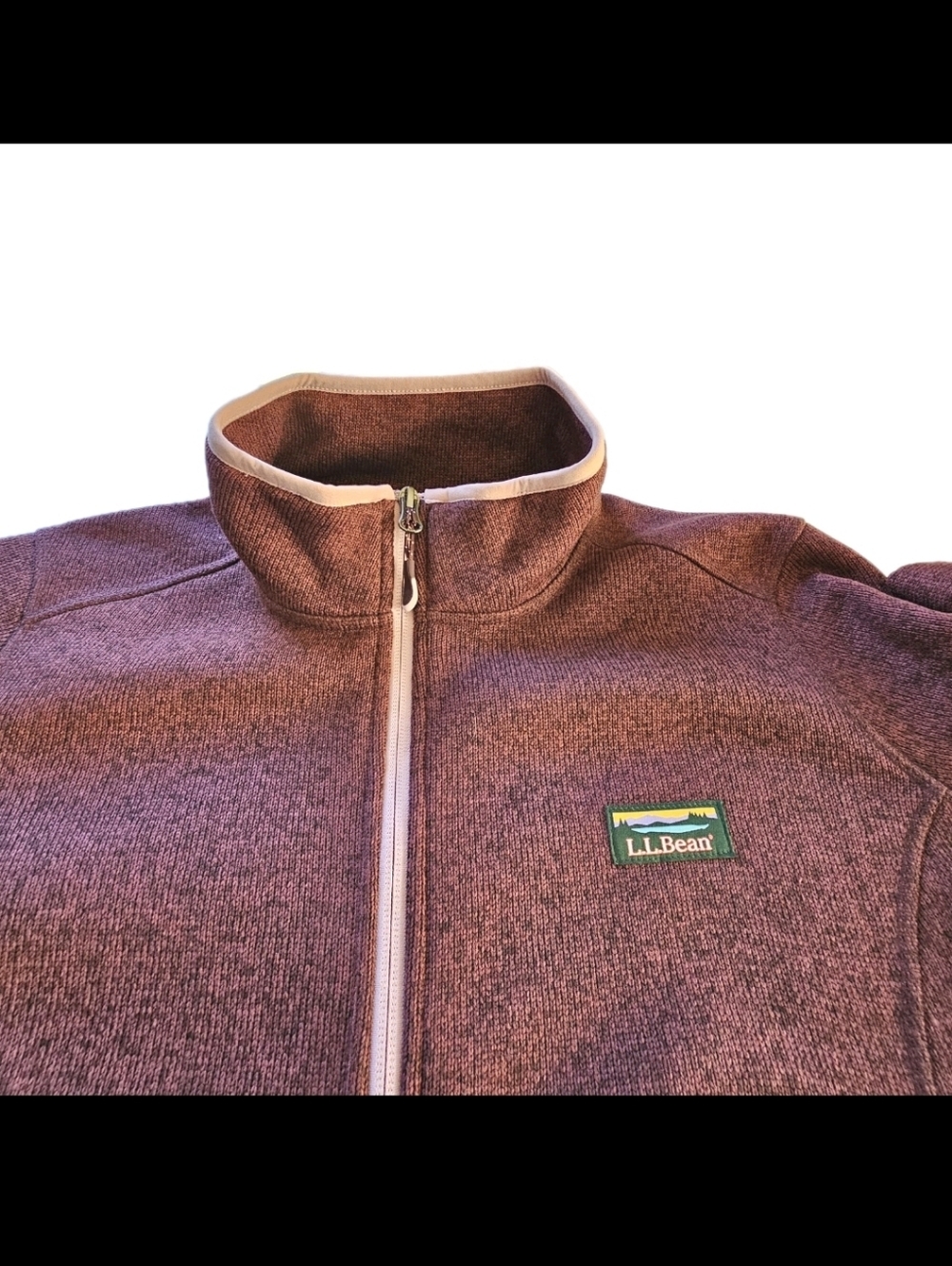 L.L. Bean Pink Burgundy Plum Full Zip Fleece Lined Jacket Sweater size 1XP - Picture 2 of 9